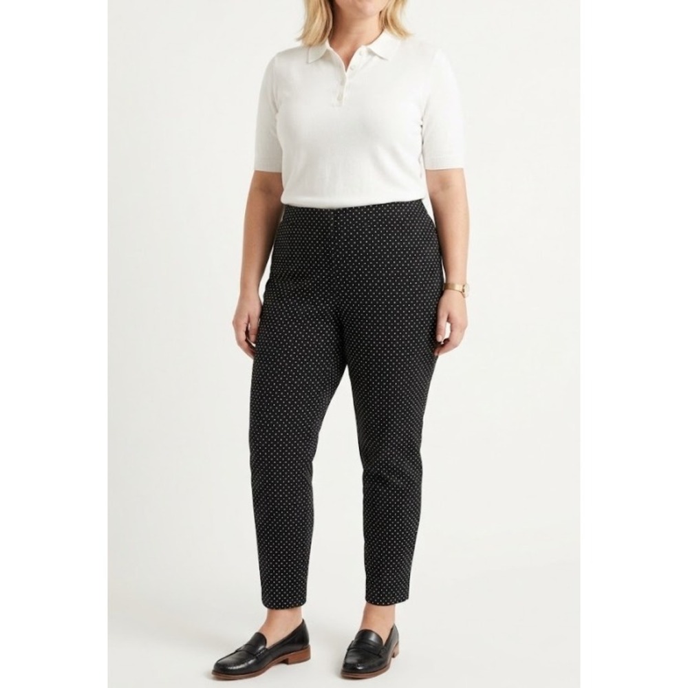 Chico's Ankle Pants size XL/3 Black Polka Dot Stretch Pull On Tapered Office